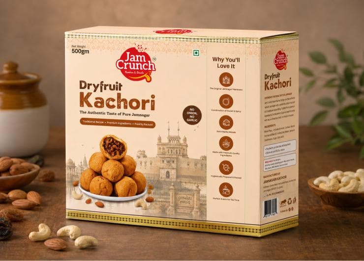 Jam Crunch Dryfruit Kachori 500 g pack with almonds and cashews